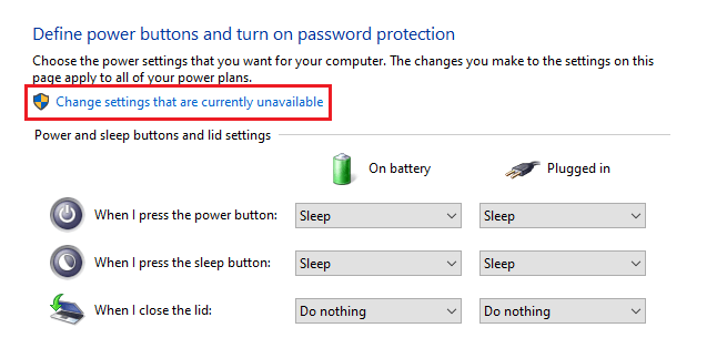 Change settings that are unavailable