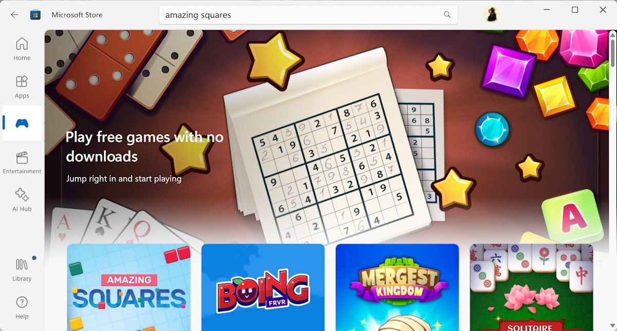 Microsoft adds games that you can play without download to the Microsoft Store