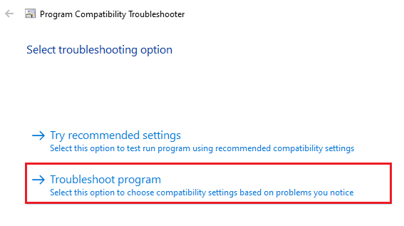 Troubleshoot program